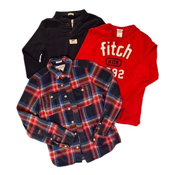 Abercrombie Kids Long-Sleeve Shirts and Flannel Bundle - Boys Size L - Picture 1 of 9